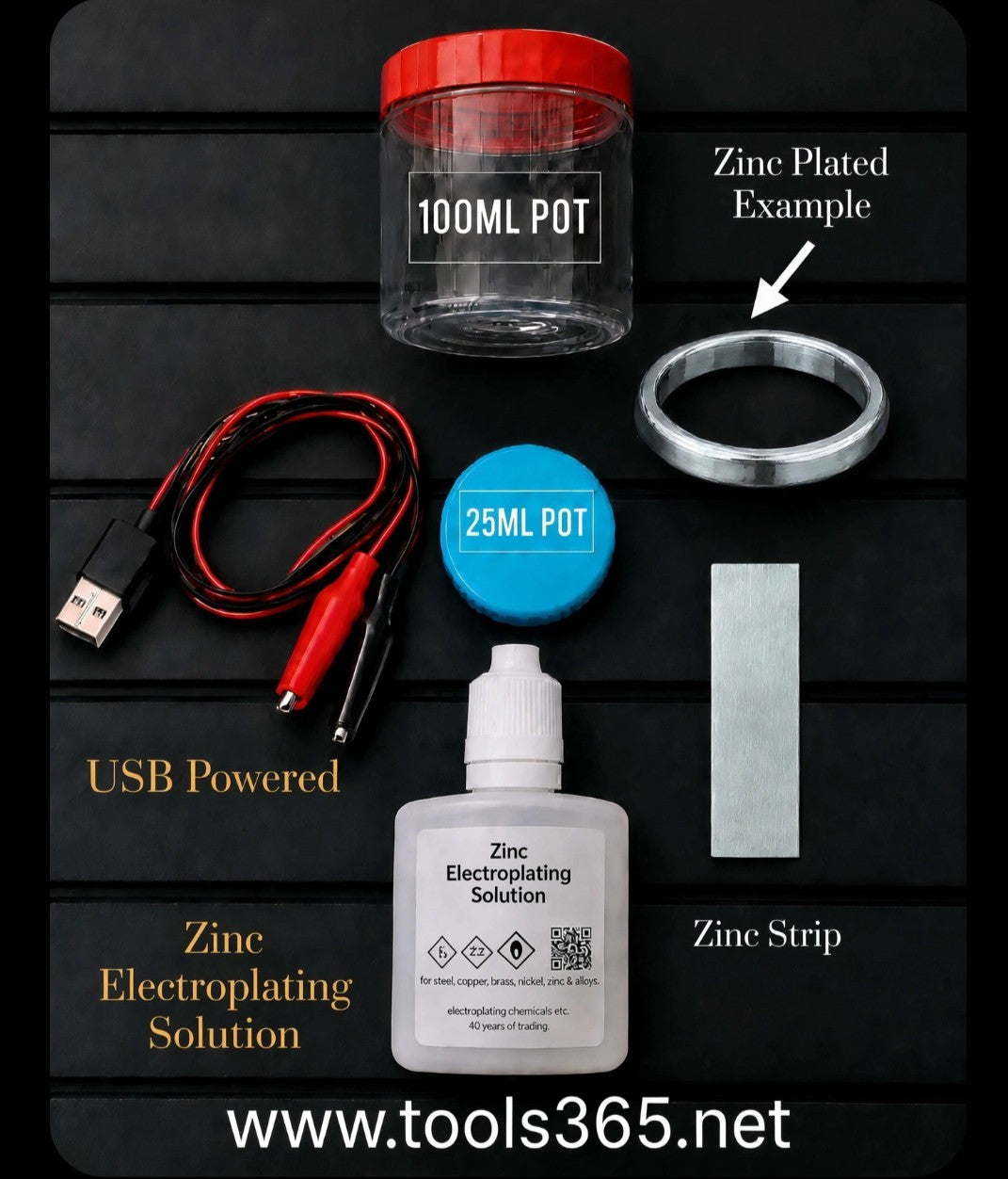 Zinc Electroplating Setup + 25ml Solution & USB Setup INC ANODES.Ready To Go!