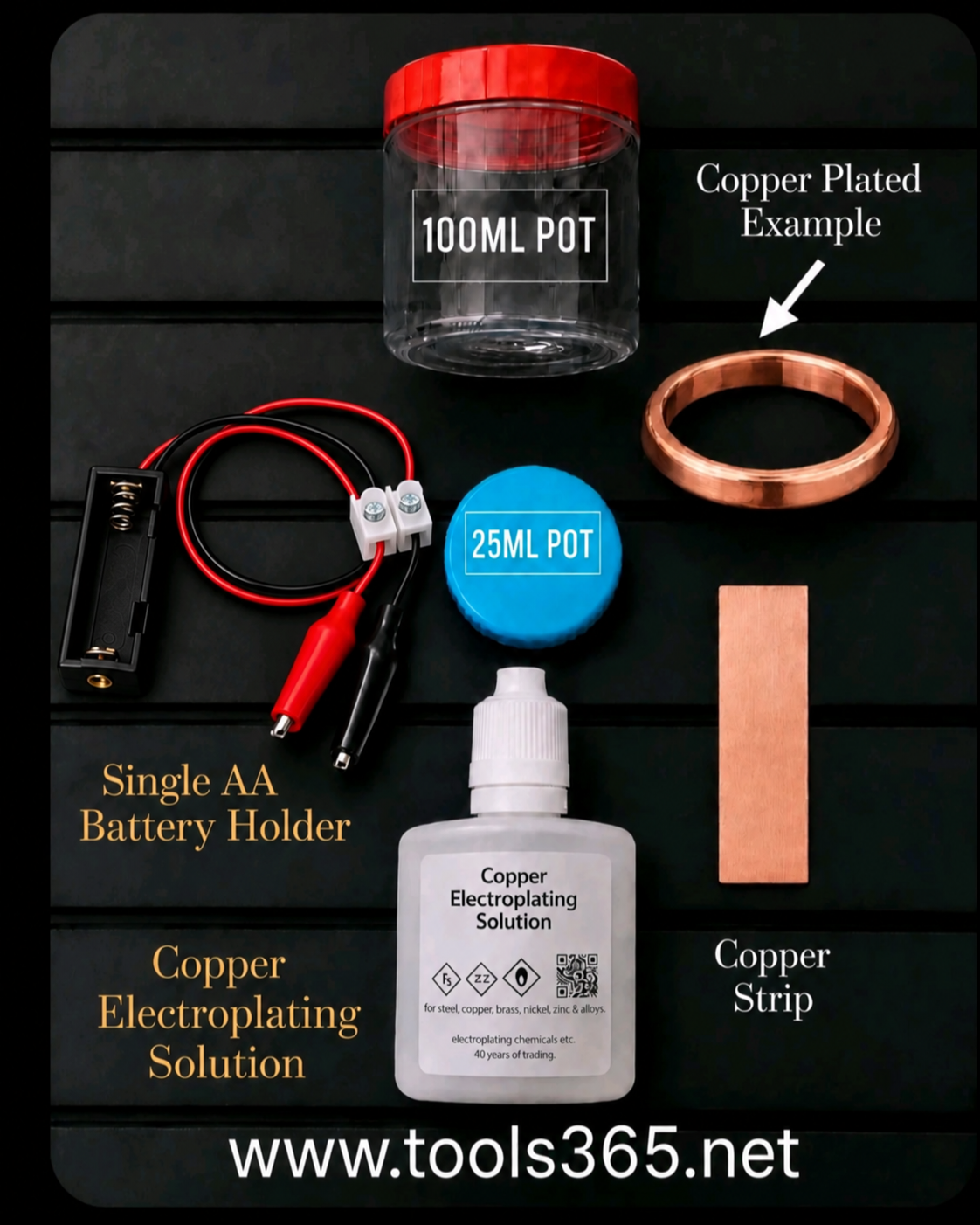 COPPER Electroplating Setup + 100ml Solution & Battery Setup INC ANODE.Ready To Go,