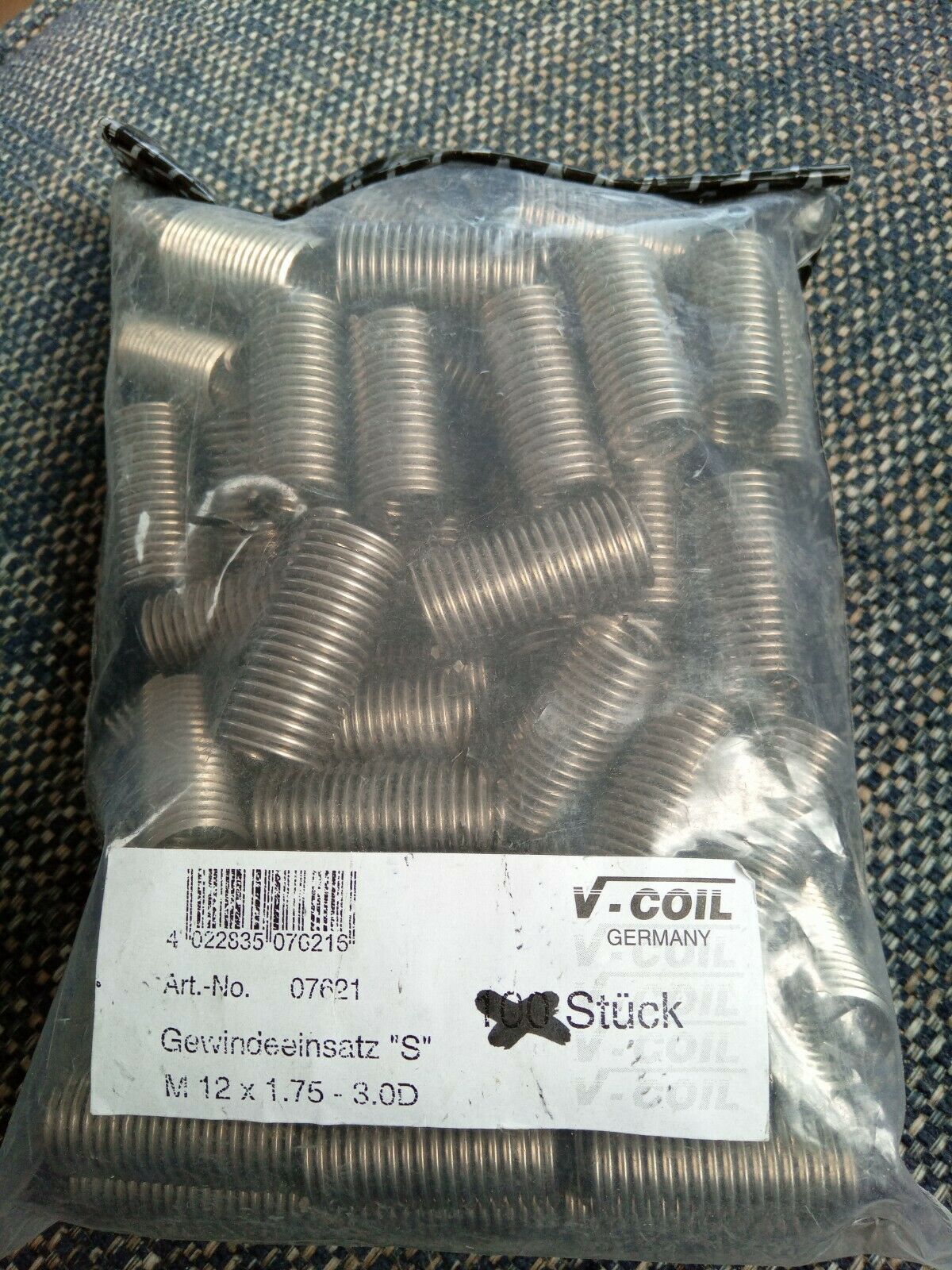 V-Coil Insert M12 x 1.75 X 3D Compatable withHelicoil. Sold in singles. German