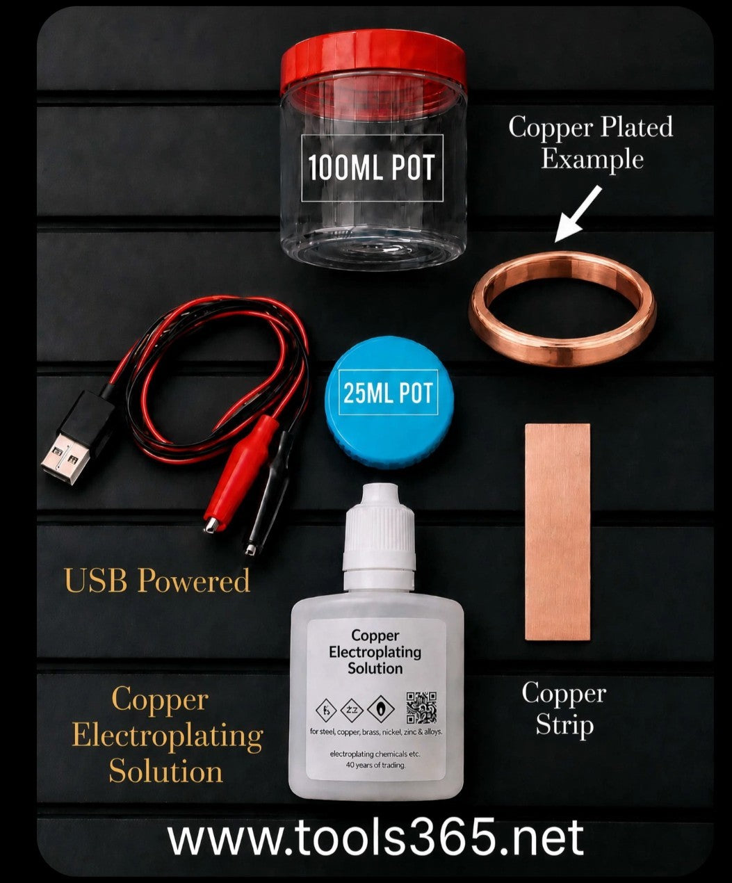 COPPER Electroplating Setup + 100ml Solution & USB Setup INC ANODES.Ready To Go!