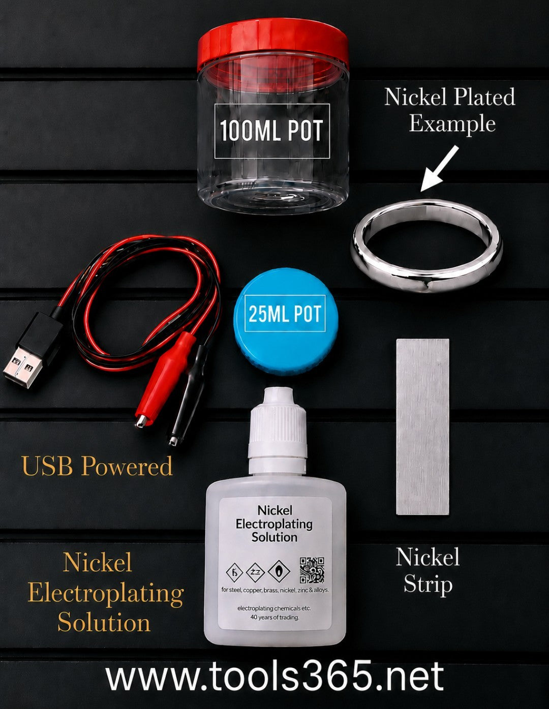Nickel Electroplating Setup + 50ml Solution & USB Setup INC ANODES.Ready To Go!