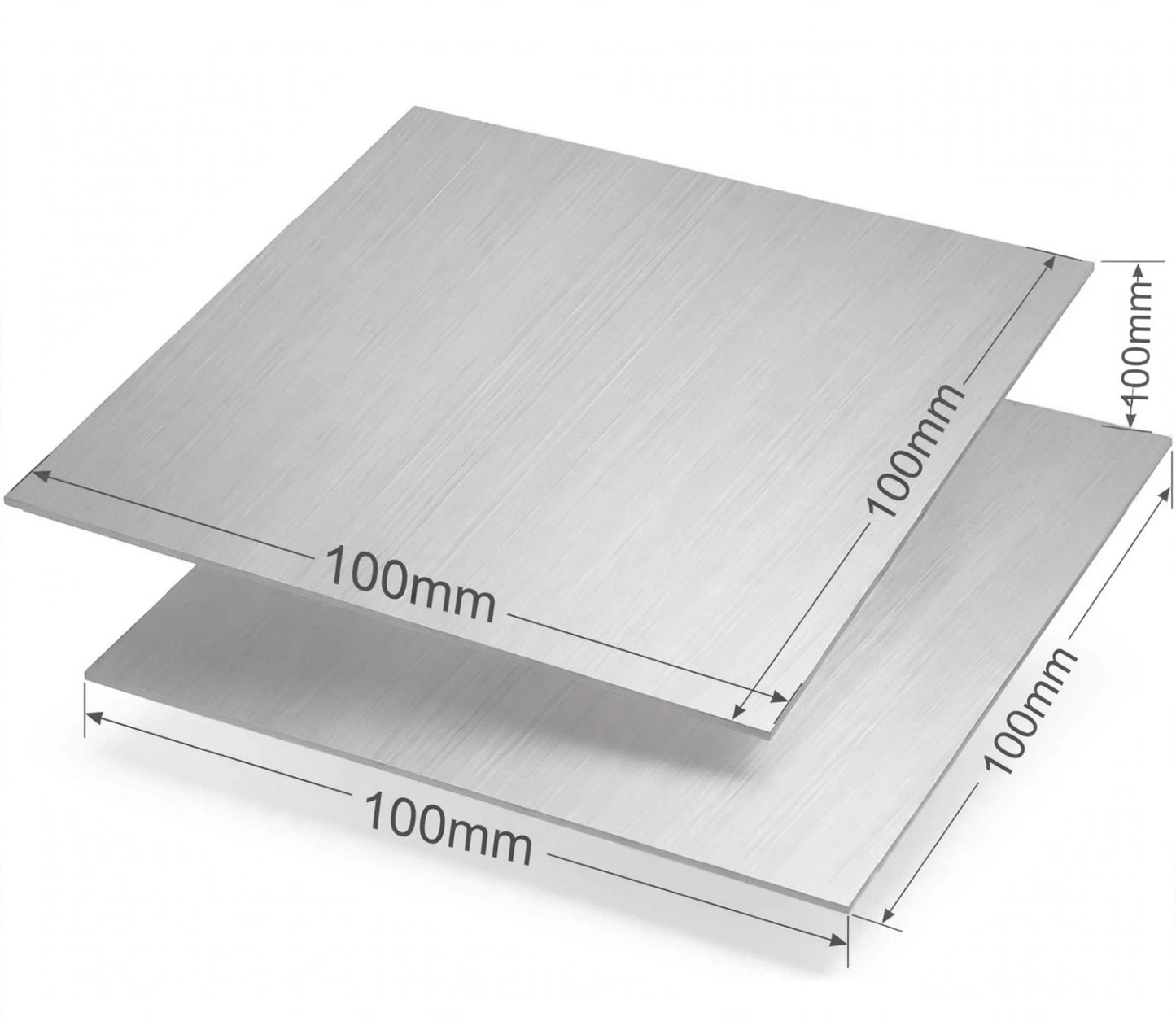 2 Pieces - Grade 304 Stainless Steel, 0.08mm Thick X 100mm Square