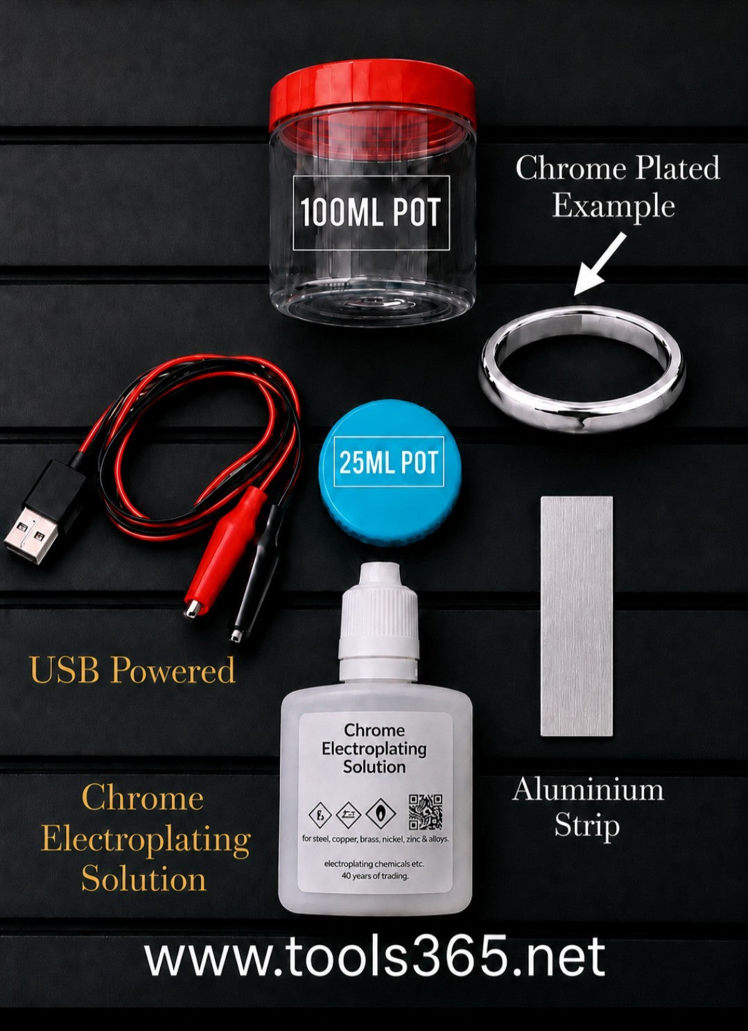 Chrome Electroplating Setup + 100ml Solution & USB Setup INC ANODES.Ready To Go!