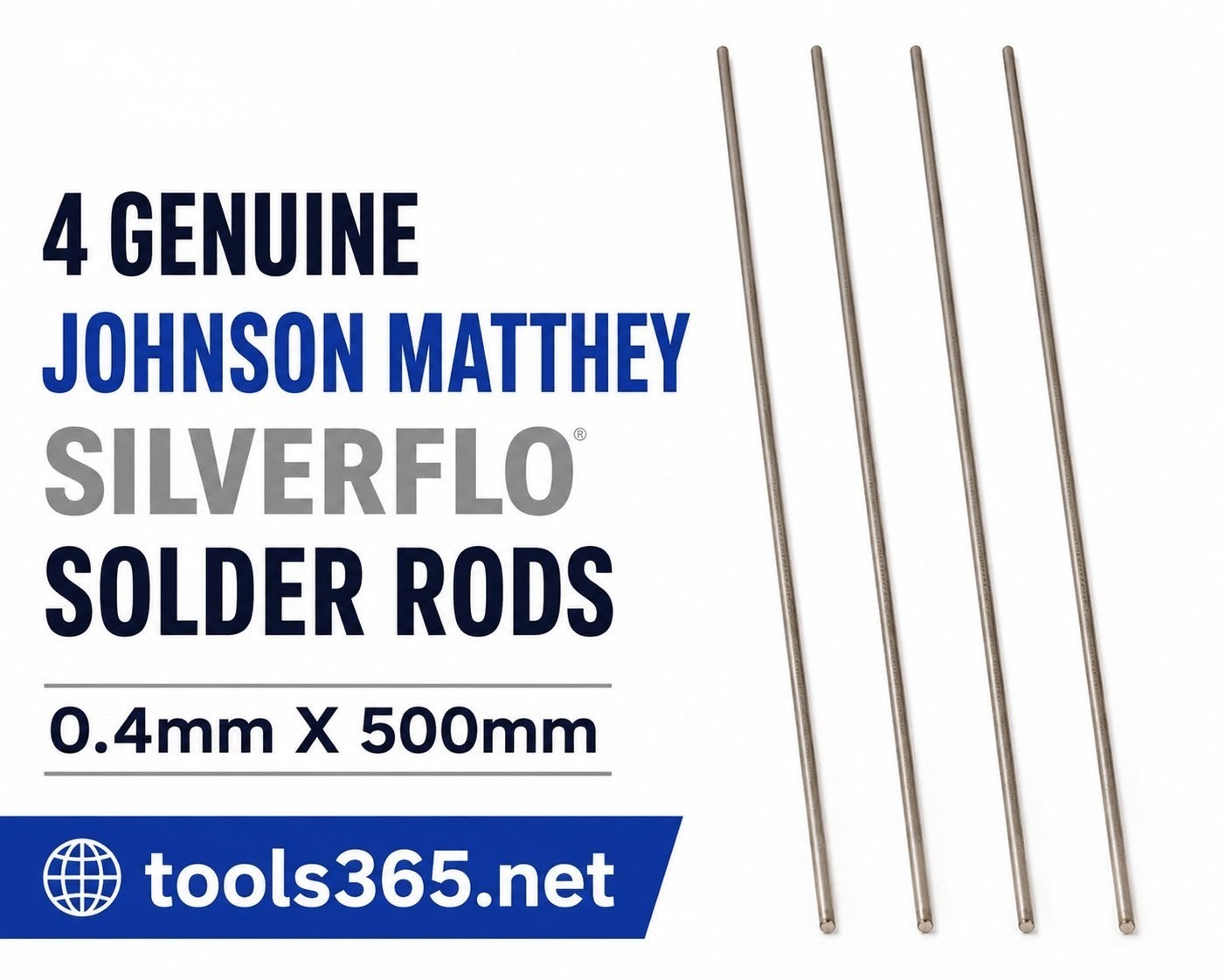 4 pcs @ 0.4mm X 500mm Silverflo 55 Genuine Silver Solder Rods Immediate Shipment