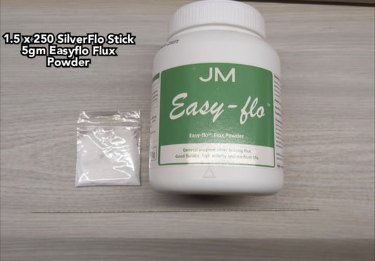 Johnson Matthey Silver Solder Stick 1.5 x 250mm SilverFlo55,& 5gm Easy Flo FLUX.
