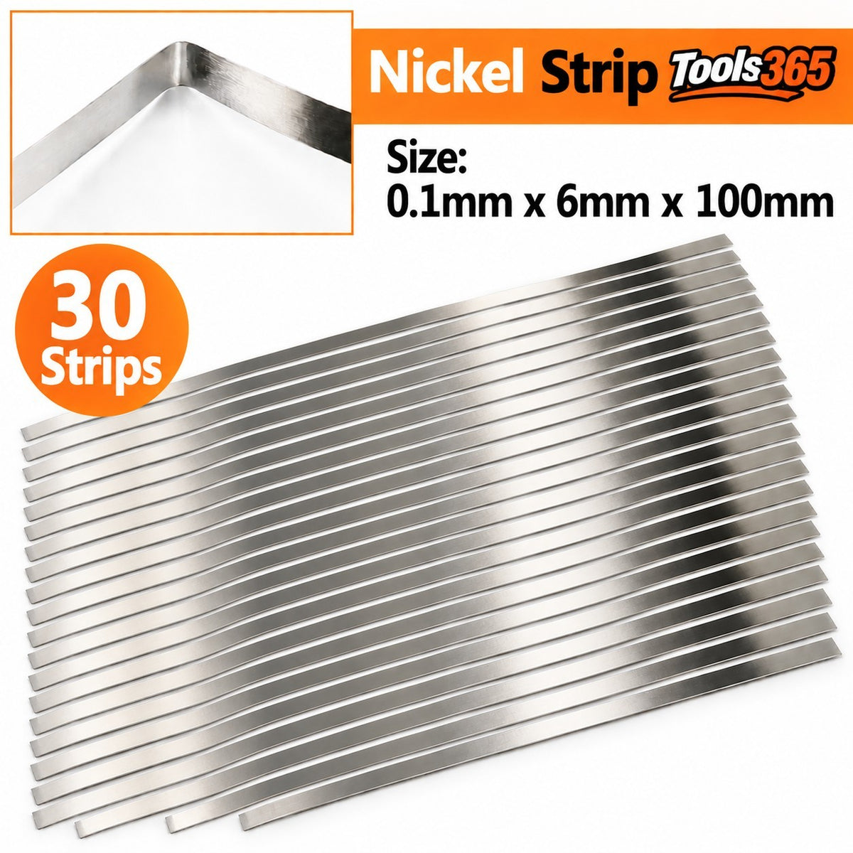 Nickel Anode Strips (30) 0.1mmx6mmx100mm For Nickel Electroplating, Battery Etc.