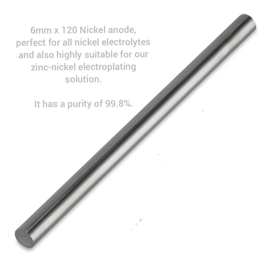 Nickel Anode 6mm X 120mm For Nickel/Zinc Electroplating Solution.