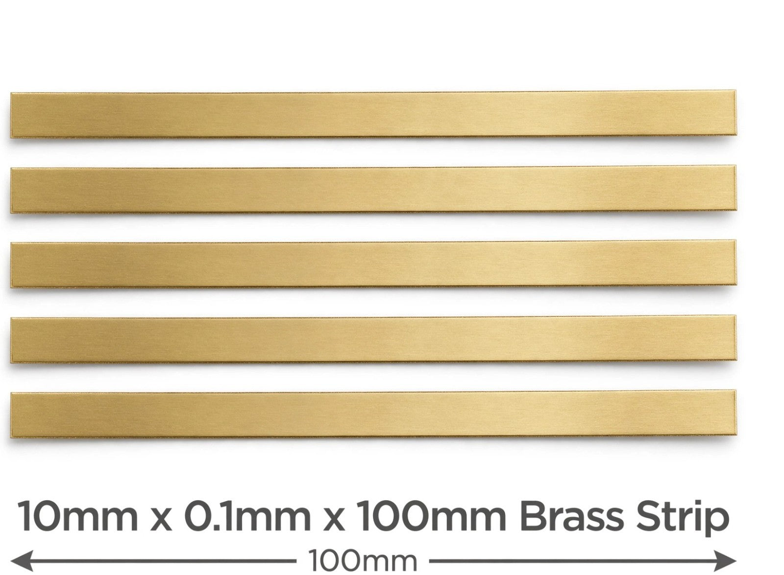 Brass Strips (10) 10mm X 0.1mmx100mm Long                         