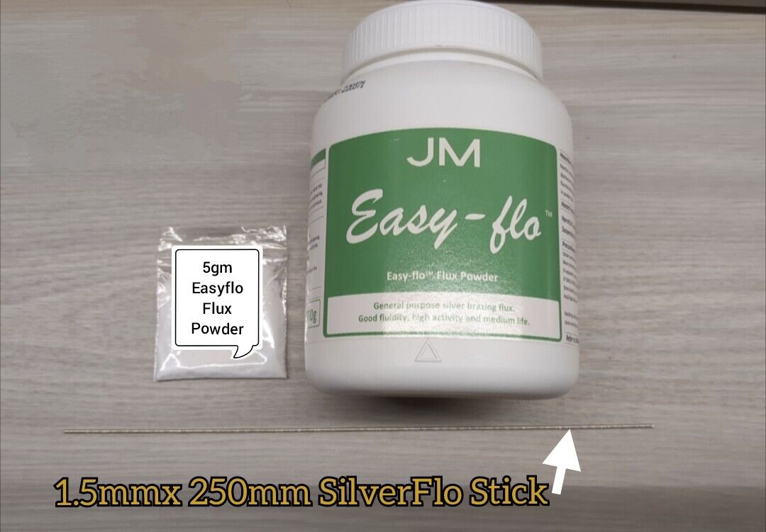 Johnson Matthey Silver Solder Stick 1.5 SilverFlo 55 & 5gm Easyflo Flux Powder.