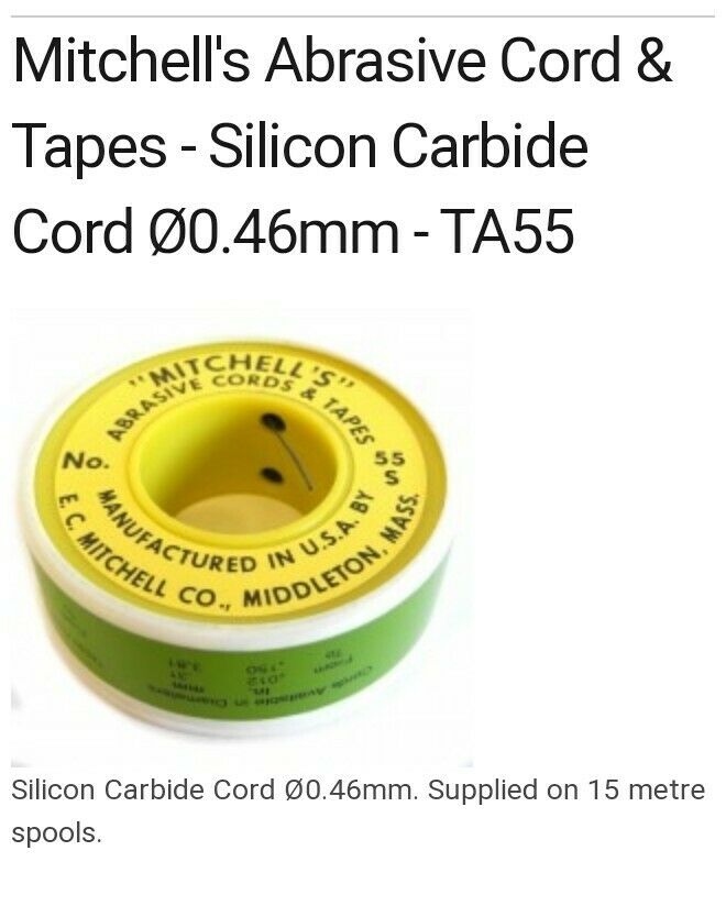 Mitchell's Silicon Carbide Cord Ø0.46mm. Supplied on 15 metre spools.